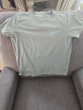 Puma Womens Sage Green Script Logo Short Sleeve Tee